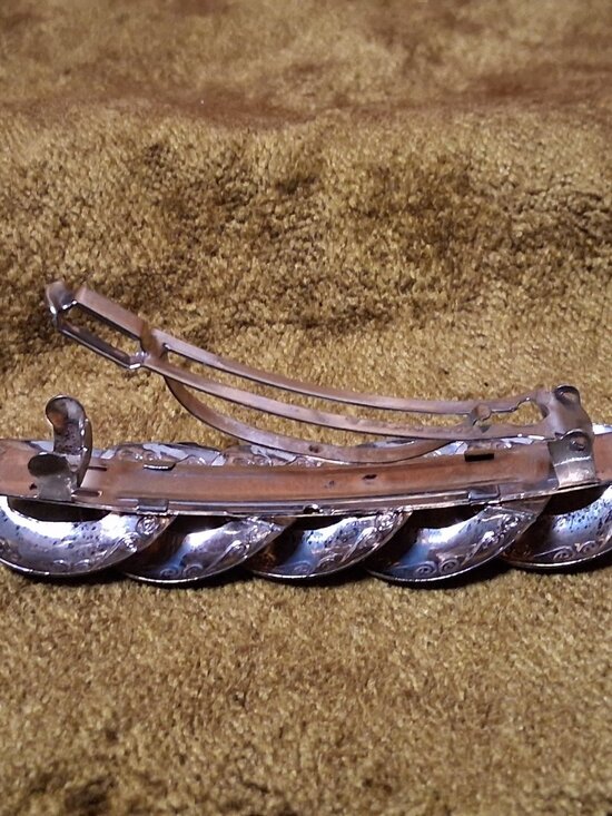 Vintage Barrette Hair Clip Silver Tone Circle Link Spiral Korea 3.5" - Picture 4 of 15